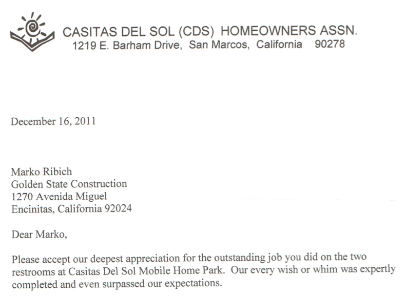 Casitas del sol letter of recommendation